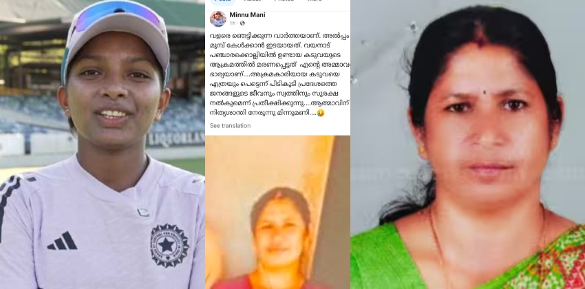 ‘കടുവ കൊലപ്പെടുത്തിയ രാധ മിന്നു മണിയുടെ ഉറ്റബന്ധു’; ജനങ്ങൾക്ക് സുരക്ഷയൊരുക്കണമെന്ന് താരം