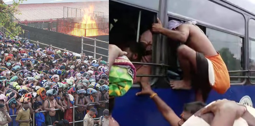 പന്തളത് നെയ്യഭിഷേകം നടത്തി മാല ഊരി നാട്ടിലേക്ക് മടങ്ങി ഭക്തർ, നിയന്ത്രിക്കാൻ കേന്ദ്രസേനകളില്ല; ശബരിമലയിൽ വൻ ഭക്തജനതിരക്ക്