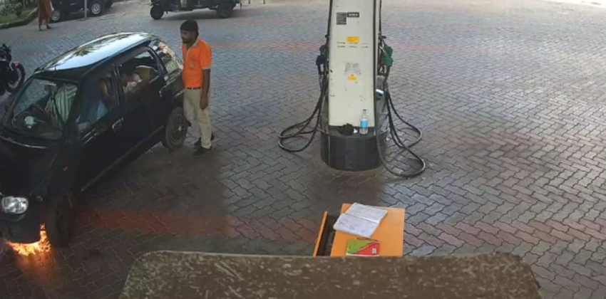 മലപ്പുറത്ത് പെട്രോൾ പമ്പിൽ ഇന്ധനം നിറക്കുന്നതിനിടെ കാറിന് തീപിടിച്ചു