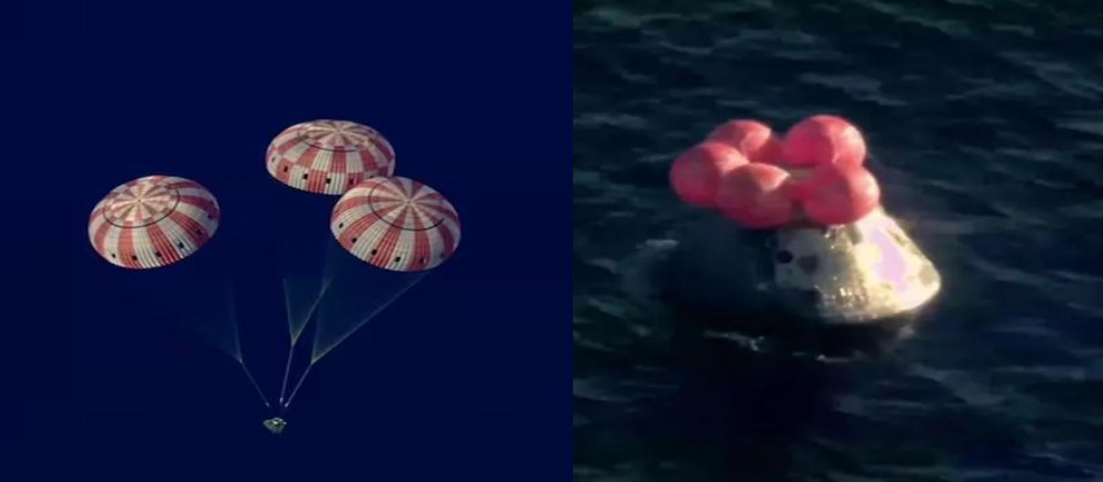 ചന്ദ്രനെ തൊട്ട് തിരികെ; ആര്‍ട്ടെമിസ് ടു സംഘം ചരിത്രം കുറിച്ച് ഭൂമിയില്‍ തിരികെയെത്തി; സ്പ്ലാഷ് ഡൗണ്‍ രാവിലെ 5.37ന്