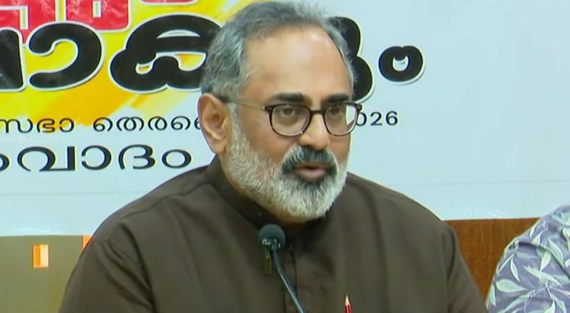 ‘ബിജെപിക്കെതിരെ വ്യാജവാർത്തകൾ സൃഷ്ടിക്കുന്നു, പാർട്ടിയെ തകർക്കാൻ ഗൂഢാലോചന നടക്കുന്നു’; രാജീവ് ചന്ദ്രശേഖർ